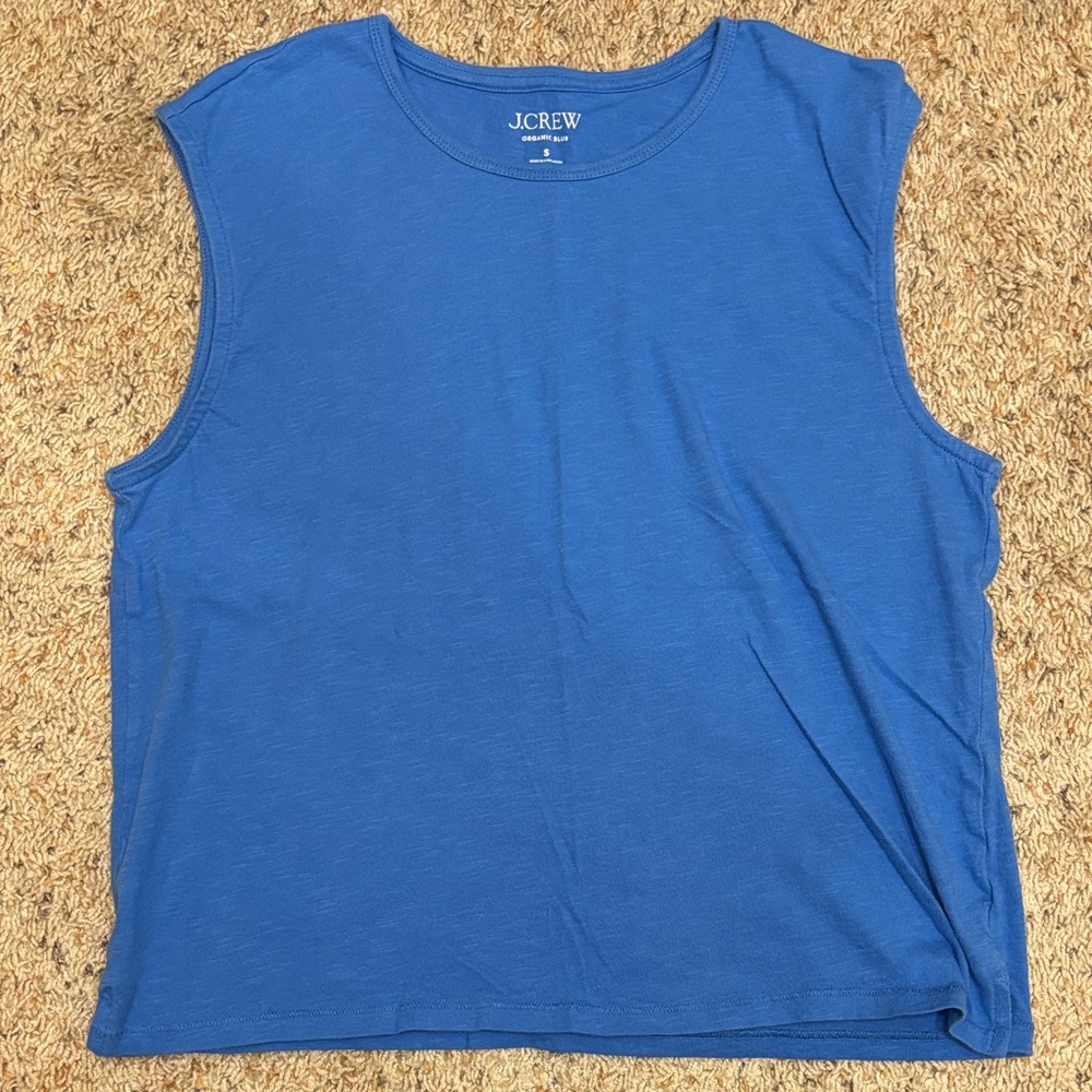 J. Crew Organic Slub Blue Sleeveless Top